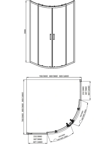 Душевой уголок Aquatek 1/4 круга, двери раздвижные 900x900x2000, профиль хром, стекло прозрачное AQ AQ ARI RO 09020CH Душевой уголок Aquatek 1/4 круга, двери раздвижные 900x900x2000, профиль хром, стекло прозрачное AQ AQ ARI RO 09020CH