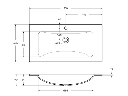 Раковина BelBagno BB910/465-LV-VTR-BL 910x465 Раковина BelBagno BB910/465-LV-VTR-BL 910x465