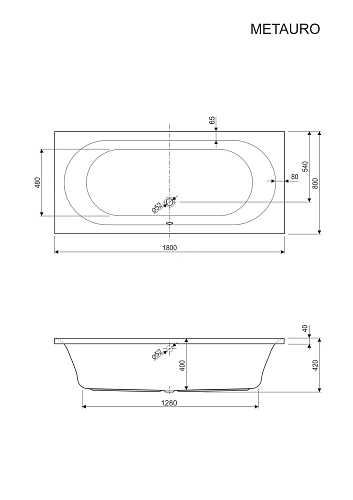 Акриловая ванна CEZARES METAURO-180-80-41-W37 1800x800 мм Акриловая ванна CEZARES METAURO-180-80-41-W37 1800x800 мм