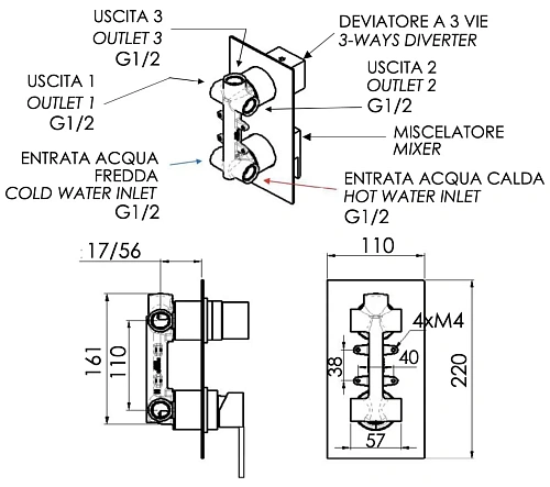 Смеситель для душа Remer Qubika Q93 Смеситель для душа Remer Qubika Q93