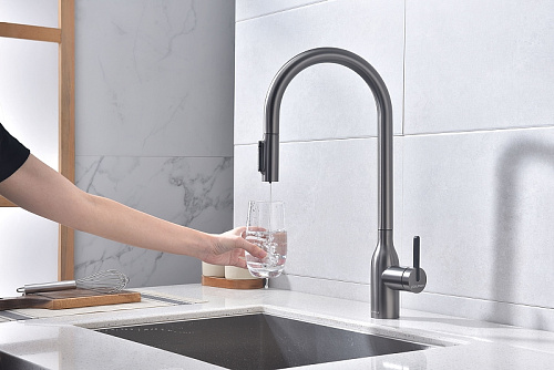 Смеситель для кухни Paulmark Universal вороненая сталь Un213880-GM Смеситель для кухни Paulmark Universal вороненая сталь Un213880-GM