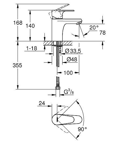 Смеситель для раковины GROHE Vigour гладкий корпус, хром (75140026) Смеситель для раковины GROHE Vigour гладкий корпус, хром (75140026)