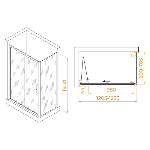 Душевой уголок RGW PA-142B (PA-21B+Z-050-5B) 1200x700 мм 060814227-14 Душевой уголок RGW PA-142B (PA-21B+Z-050-5B) 1200x700 мм 060814227-14