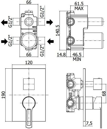 Смеситель для душа Paffoni Ringo RIN018CR/M (с внутренней частью) Смеситель для душа Paffoni Ringo RIN018CR/M (с внутренней частью)