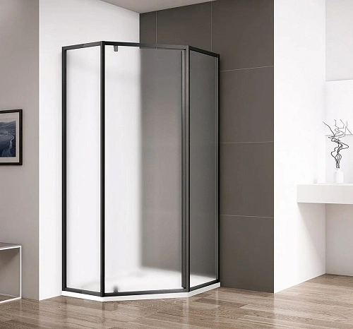 Душевой уголок CEZARES ECO-O-P-1-90-P-NERO стекло рифленое, профиль черный Душевой уголок CEZARES ECO-O-P-1-90-P-NERO стекло рифленое, профиль черный