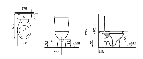 Унитаз напольный Vitra Norm Nord 9845B099-7201 крышка микролифт Унитаз напольный Vitra Norm Nord 9845B099-7201 крышка микролифт