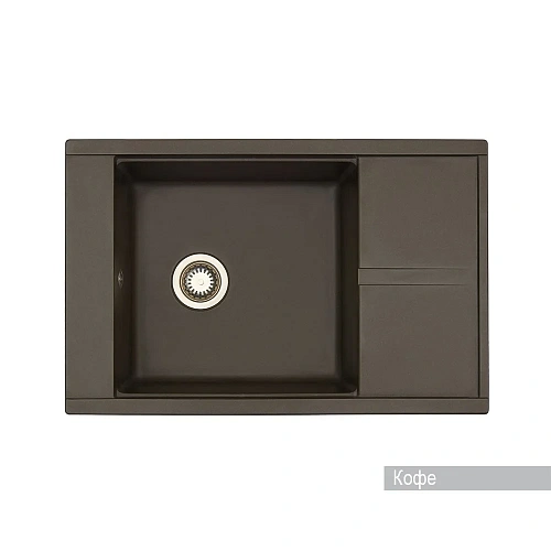 Кухонная мойка Aquaton Делия 78 1A715132DE280 из литого мрамора, прямоугольная, с крылом кофе Кухонная мойка Aquaton Делия 78 1A715132DE280 из литого мрамора, прямоугольная, с крылом кофе