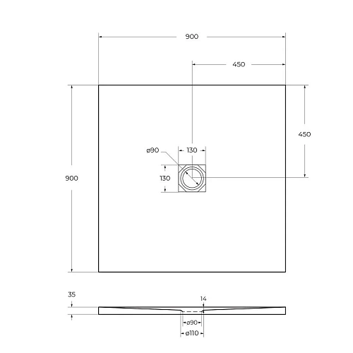 Душевой поддон BelBagno UNO TRAY-MR-UNO-A-90-35-NERO-CR 900x900 из искусственного мрамора в комплекте с сифоном черный матовый Душевой поддон BelBagno UNO TRAY-MR-UNO-A-90-35-NERO-CR 900x900 из искусственного мрамора в комплекте с сифоном черный матовый