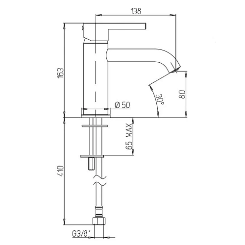 Смеситель для раковины Paini Brera 74PZ205O без донного клапана, черный матовый PVD Смеситель для раковины Paini Brera 74PZ205O без донного клапана, черный матовый PVD