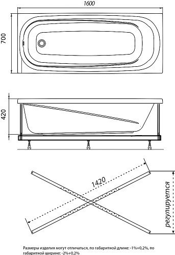 Акриловая ванна DIWO Кострома 160x70 прямоугольная, белая, российская, с ножками 506398 Акриловая ванна DIWO Кострома 160x70 прямоугольная, белая, российская, с ножками 506398