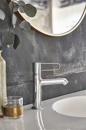 Смеситель для раковины Jacob Delafon Odeon Rive Gauche E21028-GLD-CP с донным клапаном Смеситель для раковины Jacob Delafon Odeon Rive Gauche E21028-GLD-CP с донным клапаном