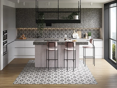 Керамогранит Cersanit Sevilla пэчворк серый рельеф 42x42 SE4R093 Керамогранит Cersanit Sevilla пэчворк серый рельеф 42x42 SE4R093