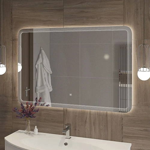 Зеркало CEZARES DUET с лазерной гравировкой подсветкой и сенсорным выключателем CZR-SPC-DUET-1200-800-LED-TCH 1200x800x30 Зеркало CEZARES DUET с лазерной гравировкой подсветкой и сенсорным выключателем CZR-SPC-DUET-1200-800-LED-TCH 1200x800x30