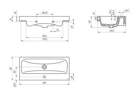 Раковина Cersanit MODUO 80 SLIM (UM-MOD80SL/1) мебельная S-UM-MOD80SL/1 Раковина Cersanit MODUO 80 SLIM (UM-MOD80SL/1) мебельная S-UM-MOD80SL/1