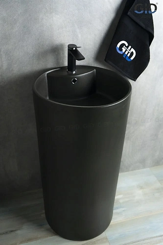 Раковина Gid Nb135bg 81109 напольная черная графит 45x45x85 Раковина Gid Nb135bg 81109 напольная черная графит 45x45x85
