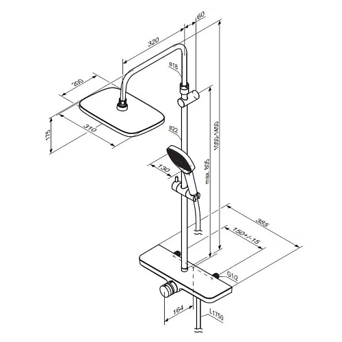Душевая система Damixa Merkur 940730300 черный Душевая система Damixa Merkur 940730300 черный