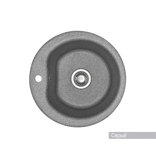 Кухонная мойка Aquaton Мида 1A712732MD230 из литого мрамора, круглая, серая Кухонная мойка Aquaton Мида 1A712732MD230 из литого мрамора, круглая, серая