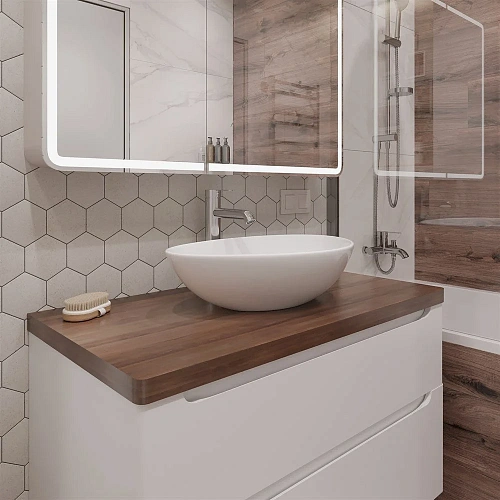 Тумба с раковиной STWORKI Берген 100 белая с темной столешницей, Moduo 55 Leaf 549577 Тумба с раковиной STWORKI Берген 100 белая с темной столешницей, Moduo 55 Leaf 549577