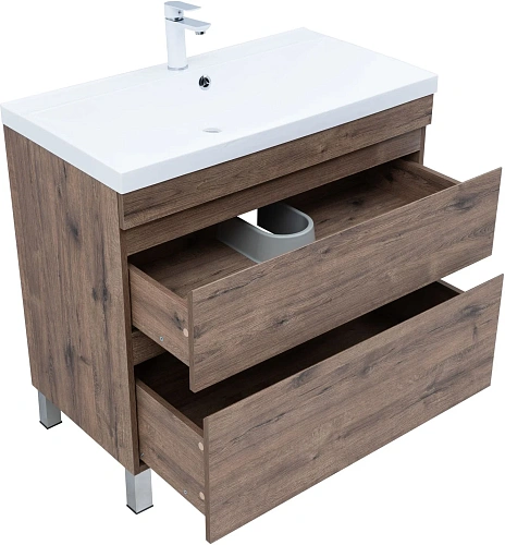 Тумба под раковину Aquanet Нота New 90 00344145 напольная, дуб веллингтон табак Тумба под раковину Aquanet Нота New 90 00344145 напольная, дуб веллингтон табак