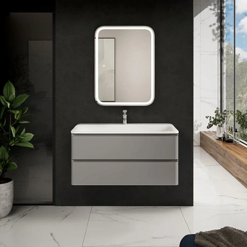 Тумба под раковину AQUAme AQM900410GM S4 подвесная 100 см серый Тумба под раковину AQUAme AQM900410GM S4 подвесная 100 см серый