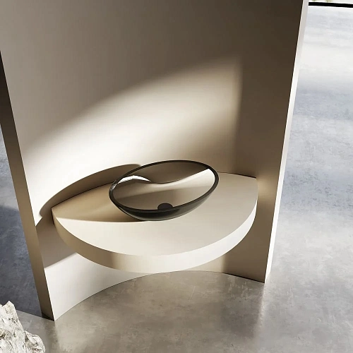 Раковина ABBER Kristall AT2802Onyx прозрачная, накладная, черная Раковина ABBER Kristall AT2802Onyx прозрачная, накладная, черная