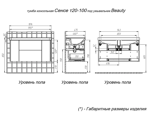 Тумба под раковину BRIZ 100 см 248 03-20100-20 00 БЕЛ (под раковину BEAUTY) Тумба под раковину BRIZ 100 см 248 03-20100-20 00 БЕЛ (под раковину BEAUTY)