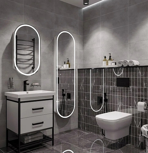 Шкаф-пенал STWORKI Мальмё МВК075 45, с подсветкой, белый 541671 Шкаф-пенал STWORKI Мальмё МВК075 45, с подсветкой, белый 541671