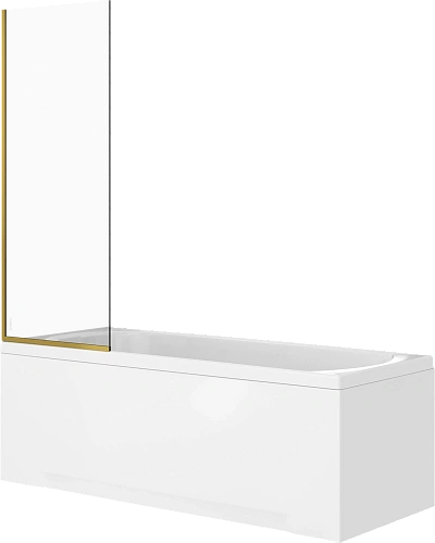 Шторка на ванну DIWO Анапа неподвижная, 70х140, профиль золото, прозрачное стекло 583140 Шторка на ванну DIWO Анапа неподвижная, 70х140, профиль золото, прозрачное стекло 583140