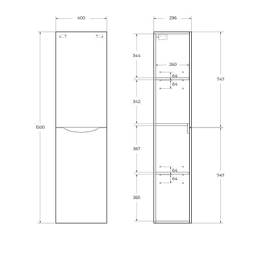 Шкаф-пенал BelBagno FLY-MARINO-1500-2A-SC-BO-P-L подвесной 400x300 Bianco Opaco Шкаф-пенал BelBagno FLY-MARINO-1500-2A-SC-BO-P-L подвесной 400x300 Bianco Opaco