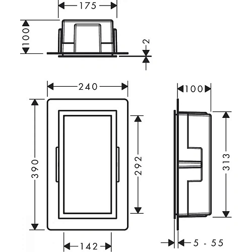 Настенный короб Hansgrohe XtraStoris Individual с дизайнерской рамой 30х15х10 см 56095340, шлифованн Настенный короб Hansgrohe XtraStoris Individual с дизайнерской рамой 30х15х10 см 56095340, шлифованн