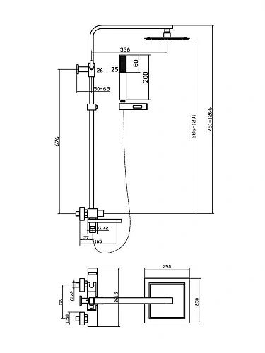 Душевая система Agger Great A2893344 с изливом, черный Душевая система Agger Great A2893344 с изливом, черный