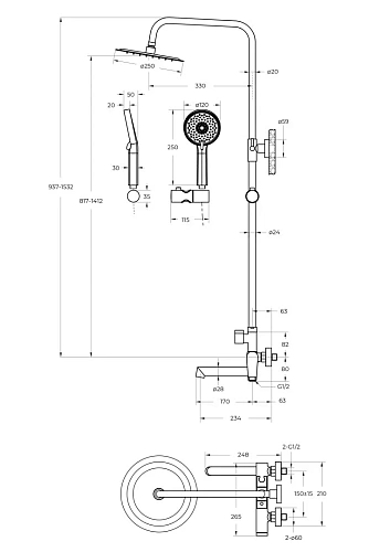 Душевая система BelBagno UNIQUE-VSCM-CRM Душевая система BelBagno UNIQUE-VSCM-CRM