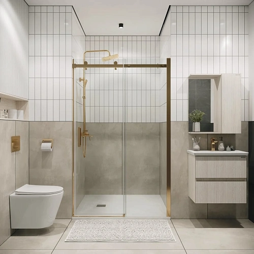 Душевая дверь GROSSMAN Classic 100.K33.04.100.32.00 (100x195) золото сатин, стекло прозрачное Душевая дверь GROSSMAN Classic 100.K33.04.100.32.00 (100x195) золото сатин, стекло прозрачное