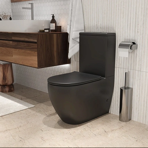 Унитаз напольный Grossman GR-4419BMS (680х375x810) безободковый, черный матовый с крышкой микролифт Унитаз напольный Grossman GR-4419BMS (680х375x810) безободковый, черный матовый с крышкой микролифт