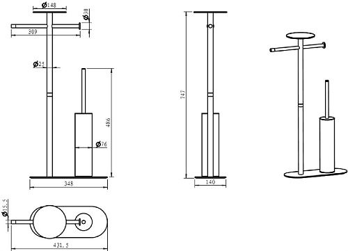 Стойка аксессуаров Boheme Venturo черный-золото 10953-B-G Стойка аксессуаров Boheme Venturo черный-золото 10953-B-G