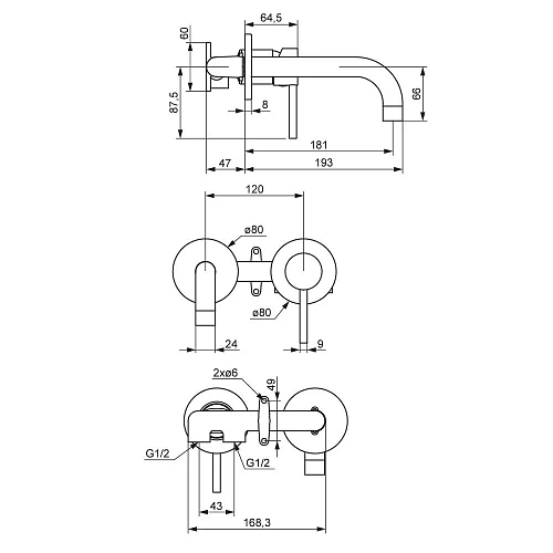 Смеситель для раковины Damixa Scandinavian Pure 360260600 встраиваемый, золото Смеситель для раковины Damixa Scandinavian Pure 360260600 встраиваемый, золото