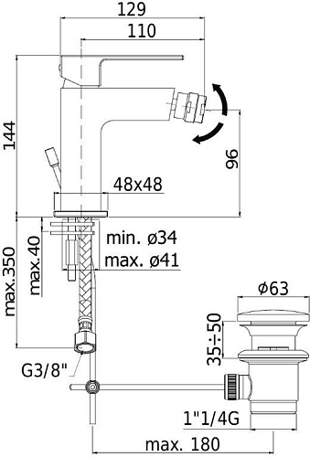 Смеситель для биде Paffoni Elle EL135CR Смеситель для биде Paffoni Elle EL135CR