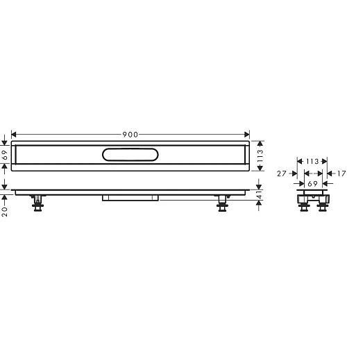 Монтажный набор для внешней части слива для душа Hansgrohe RainDrain, 90 см 56013180 Монтажный набор для внешней части слива для душа Hansgrohe RainDrain, 90 см 56013180