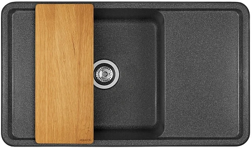 Кухонная мойка Aquaton Беллис 87 1A724832BS210 из литого мрамора, графит Кухонная мойка Aquaton Беллис 87 1A724832BS210 из литого мрамора, графит