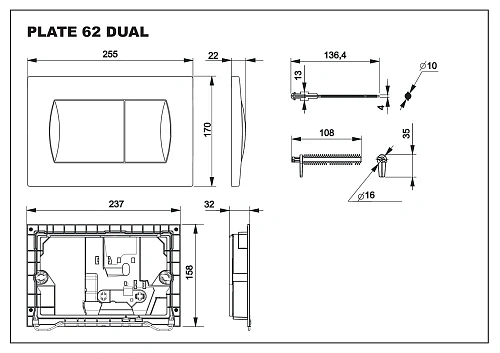 Клавиша смыва Roca Active 62B хром глянец 8901160B1 Клавиша смыва Roca Active 62B хром глянец 8901160B1