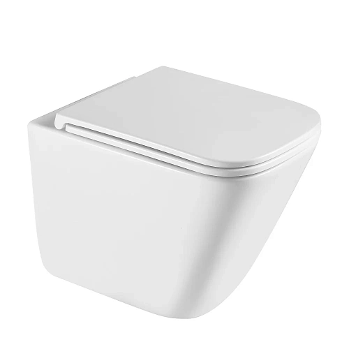 Унитаз подвесной ABBER Rechteck AC1219TC белый, безободковый, смыв торнадо, с закрытым дном Унитаз подвесной ABBER Rechteck AC1219TC белый, безободковый, смыв торнадо, с закрытым дном