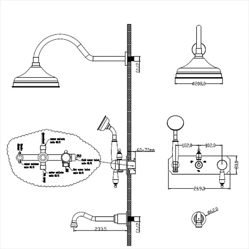 Душевая система Boheme Tradizionale Cromo 268 встраиваемая Душевая система Boheme Tradizionale Cromo 268 встраиваемая