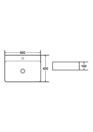 Раковина Boheme керамика прямоугольная под смеситель Черная VALLESSI 875 Раковина Boheme керамика прямоугольная под смеситель Черная VALLESSI 875