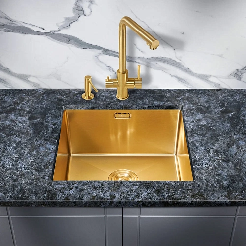 Кухонная мойка Milacio Denia 48 Steel (MC.77448) золото Кухонная мойка Milacio Denia 48 Steel (MC.77448) золото