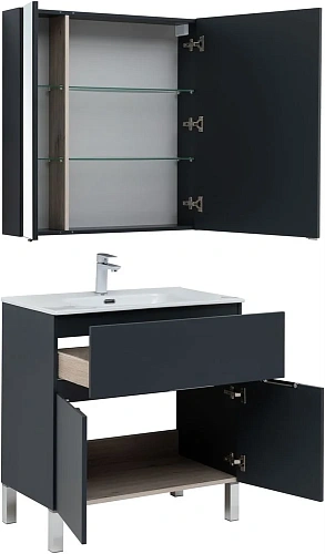 Комплект мебели Aquanet Алвита New 80 1 ящик, 2 дверцы, антрацит 00274215 Комплект мебели Aquanet Алвита New 80 1 ящик, 2 дверцы, антрацит 00274215