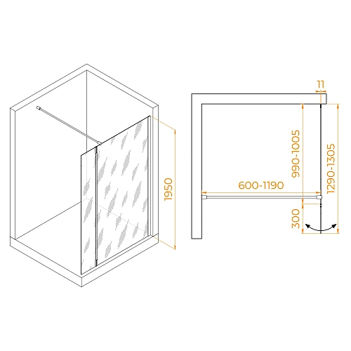 Душевая перегородка RGW Walk In WA-050B (WA-002B + Z-070B) 1000 мм 351005003-14 черный, Easy Clean Душевая перегородка RGW Walk In WA-050B (WA-002B + Z-070B) 1000 мм 351005003-14 черный, Easy Clean