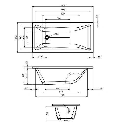 Акриловая ванна AM.PM Gem W93A-140-070W-A 140х70 см Акриловая ванна AM.PM Gem W93A-140-070W-A 140х70 см