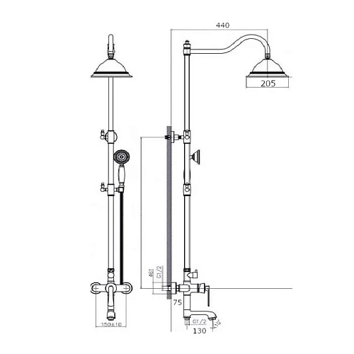 Душевая система Rush Flores FLG0835-5 золото Душевая система Rush Flores FLG0835-5 золото