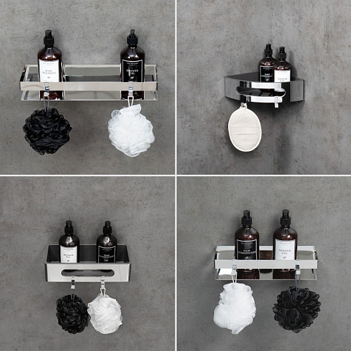 Полка Lemark SHELF LINE 400 мм с крючками, хром 9771052 Полка Lemark SHELF LINE 400 мм с крючками, хром 9771052