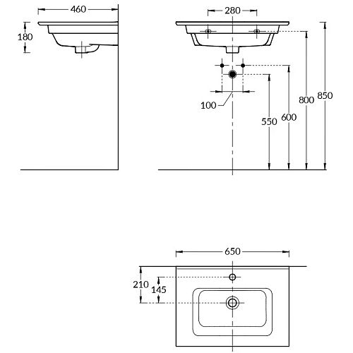 Раковина Kerama Marazzi PIANO 95 с крепежом PI.wb.95 Раковина Kerama Marazzi PIANO 95 с крепежом PI.wb.95